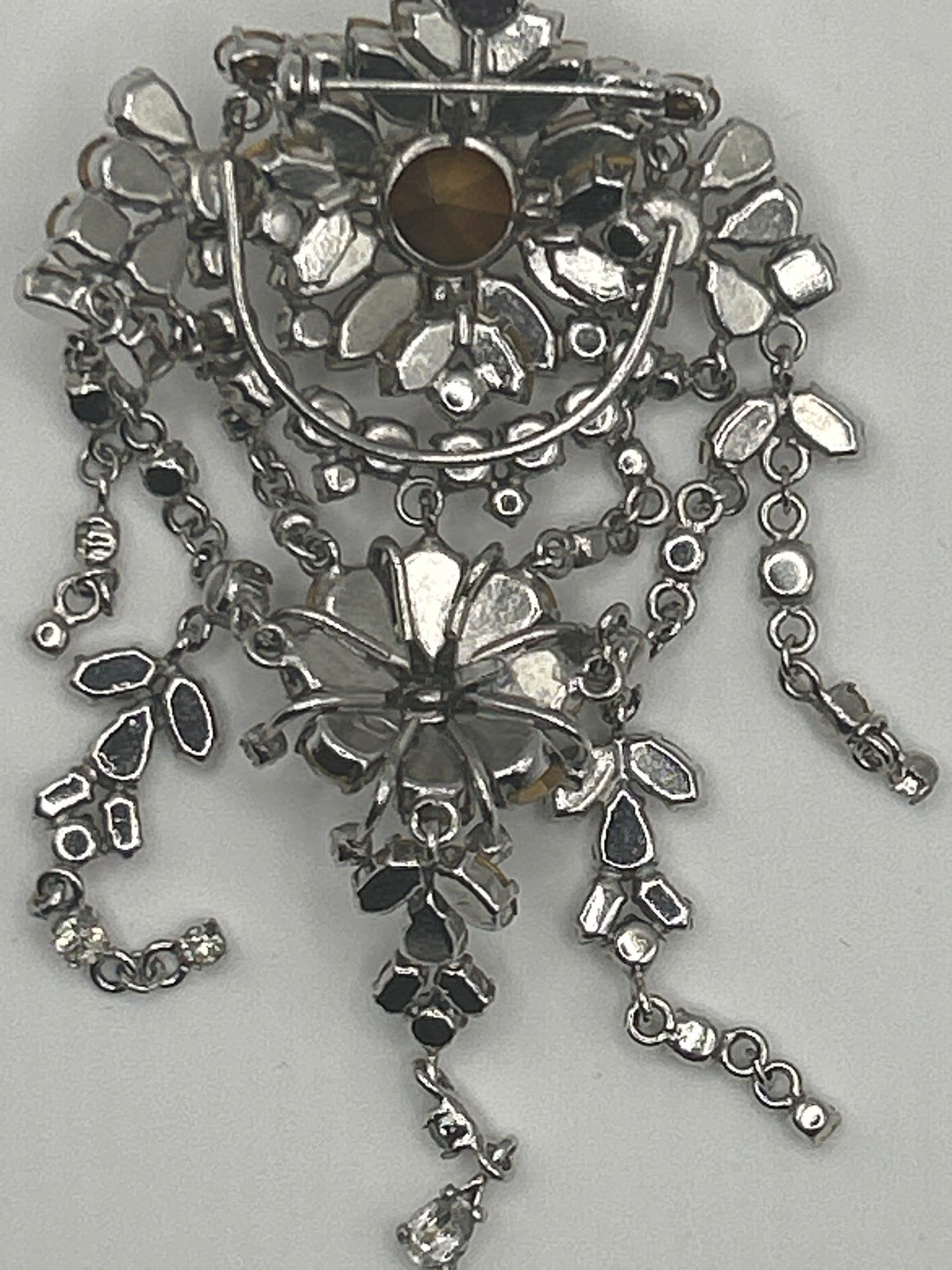 Beautiful Vintage Large Paste Drop Crystal Brooch