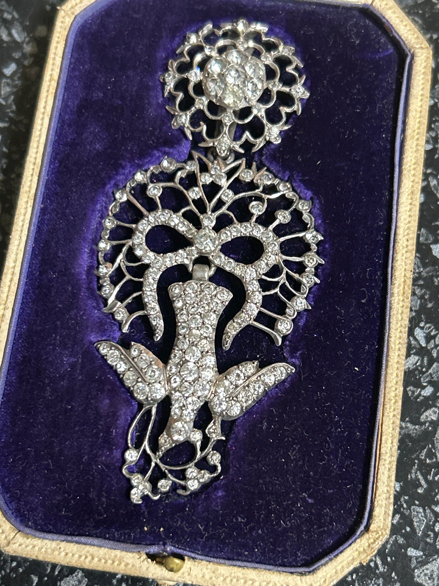 Antique Edwardian Saint Esprit pendant silver & paste. French. Articulated .