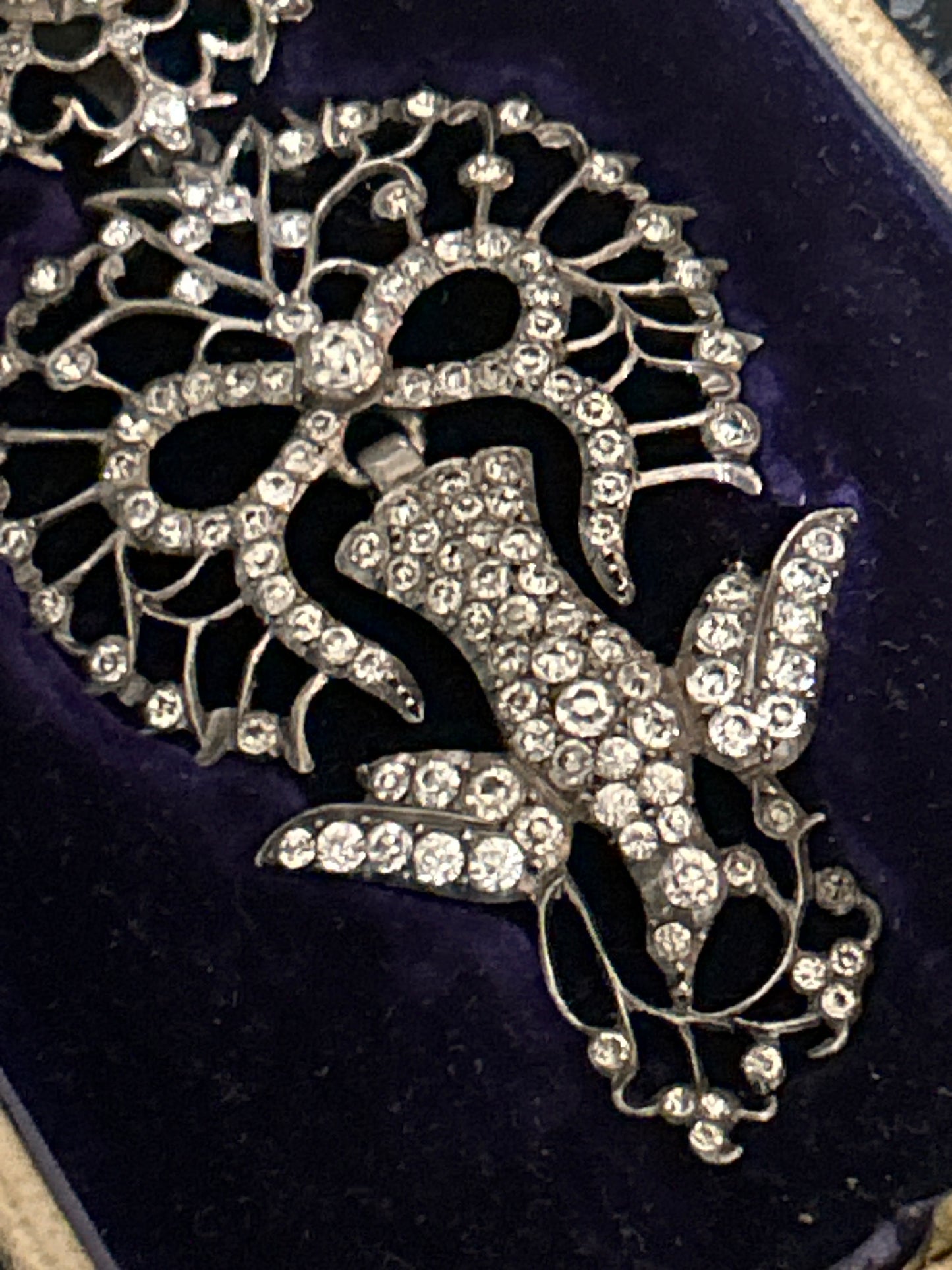 Antique Edwardian Saint Esprit pendant silver & paste. French. Articulated .