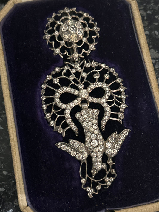 Antique Edwardian Saint Esprit pendant silver & paste. French. Articulated .