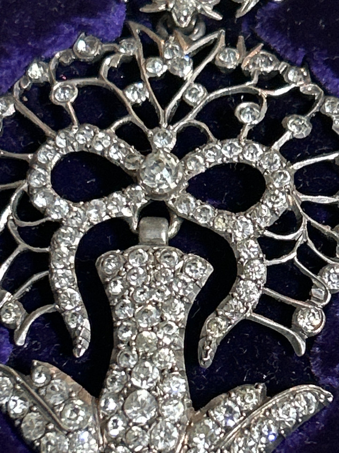 Antique Edwardian Saint Esprit pendant silver & paste. French. Articulated .
