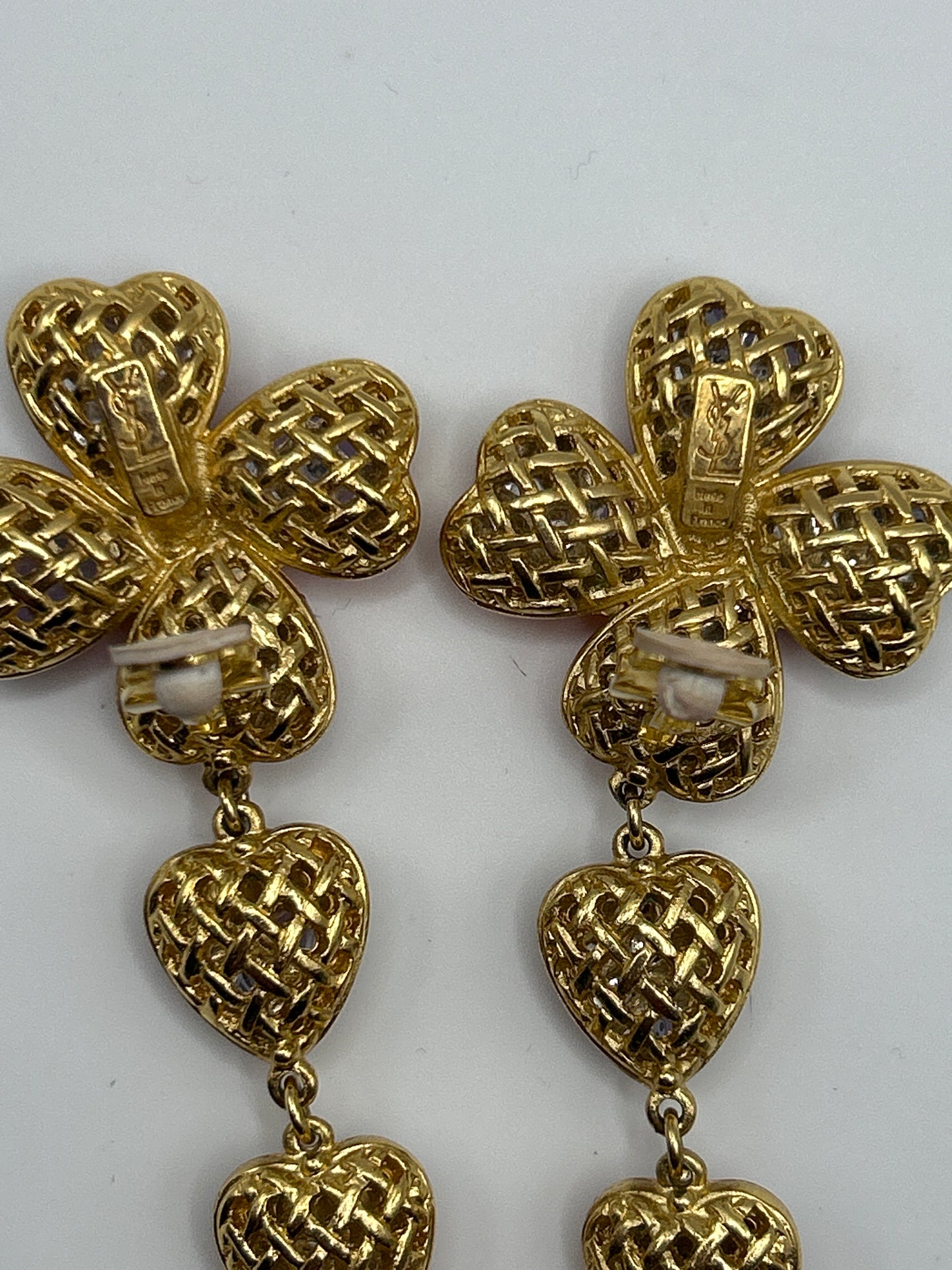 Yves Saint Laurent Vintage Glass Heart Drop Dangle Earrings