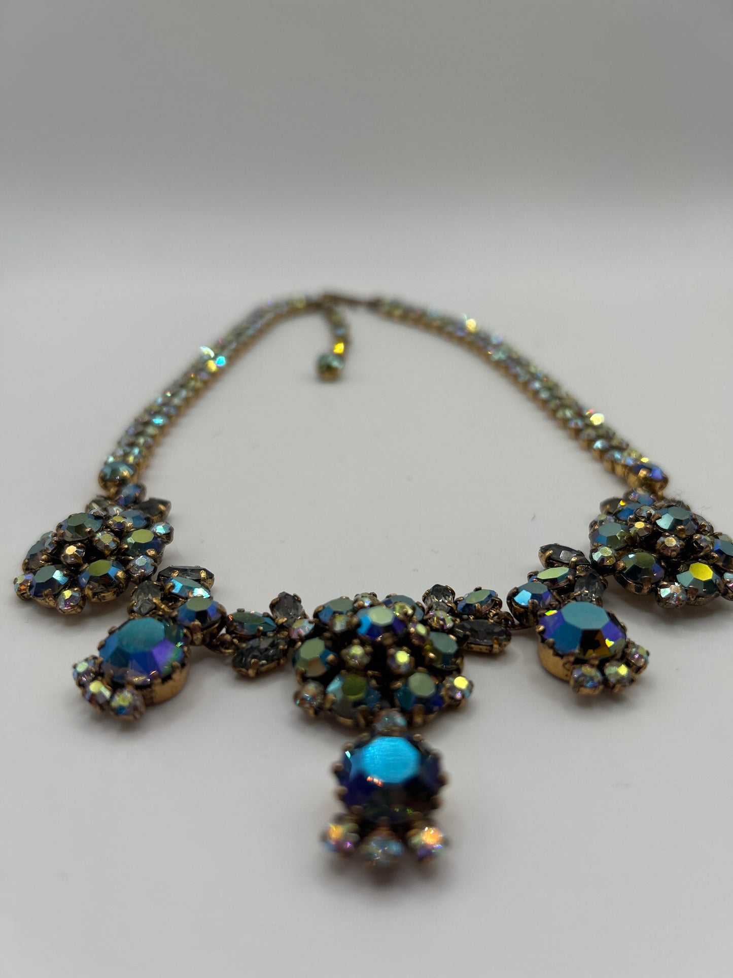 Vintage Aurora Borealis 1950s Crystal necklace .
