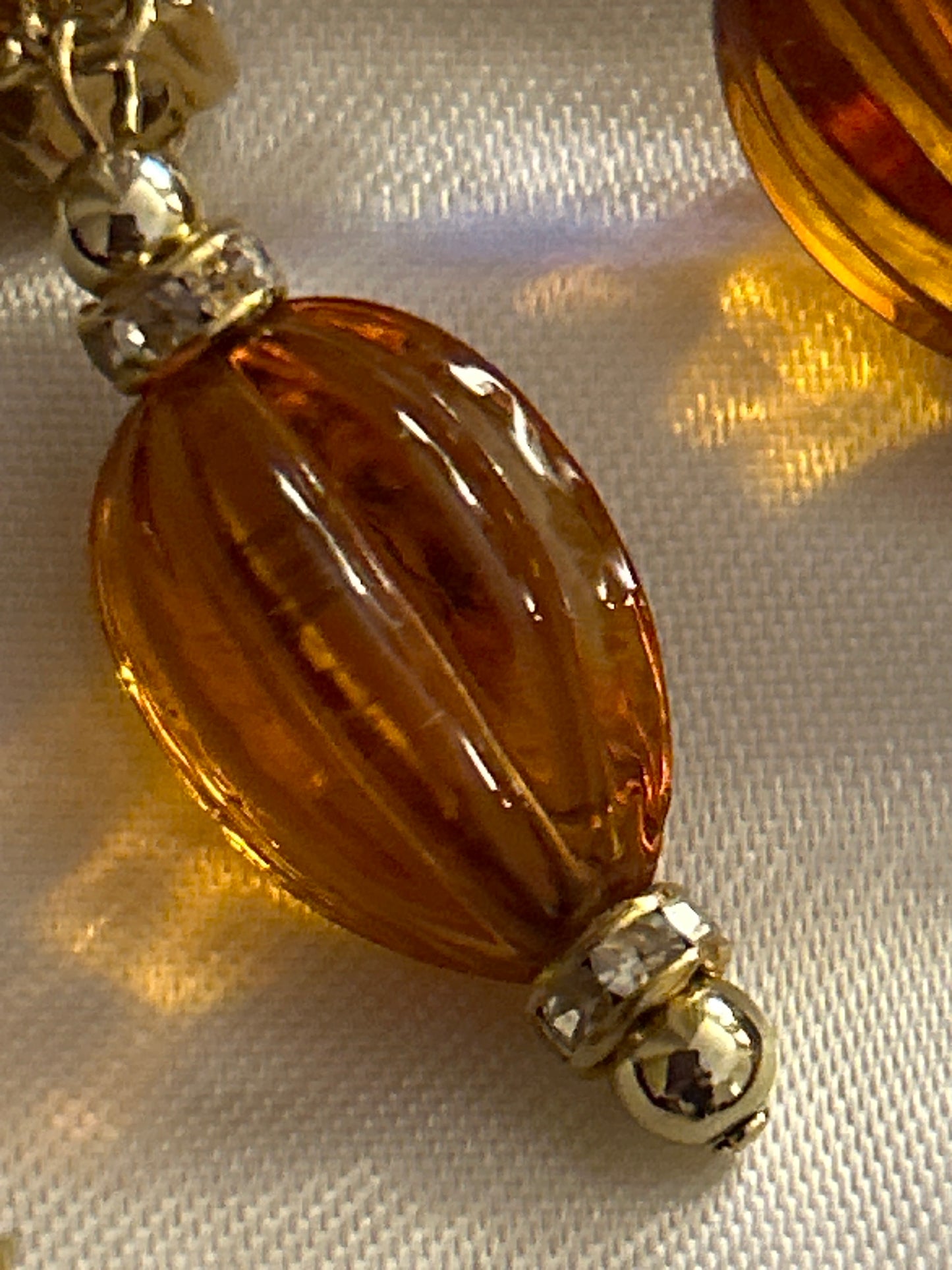 Christian Dior amber coloured glass drop earrings