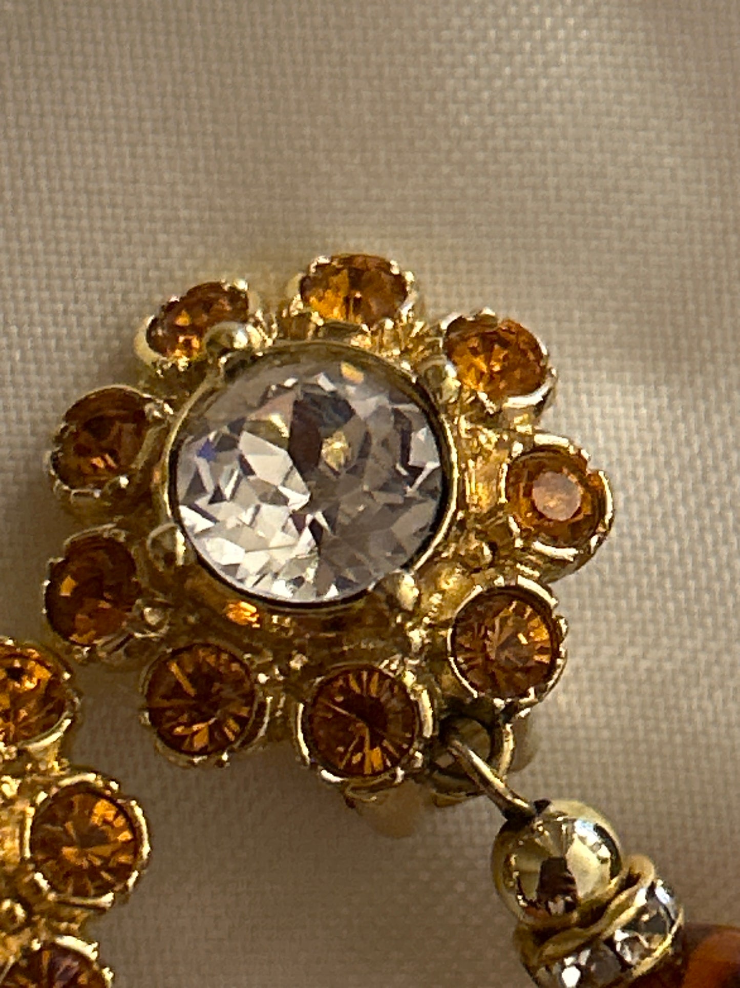 Christian Dior amber coloured glass drop earrings