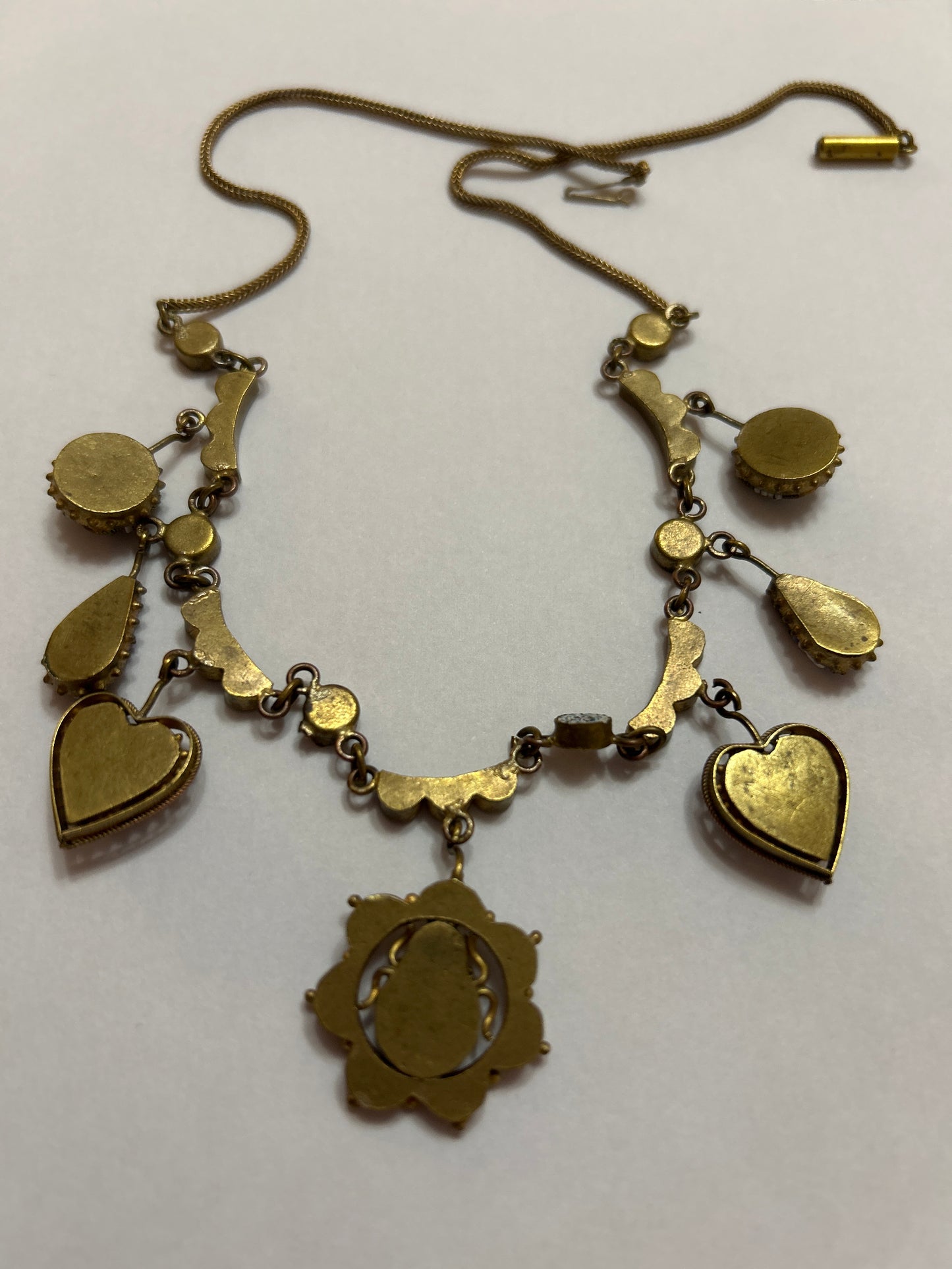 Antique Micromosaic Festoon Necklace With Scarab Beetle Rare