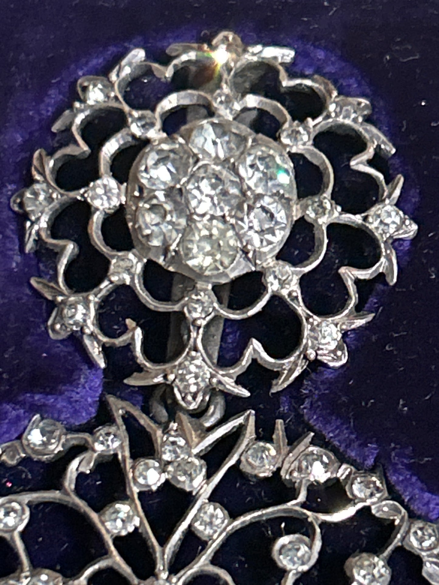 Antique Edwardian Saint Esprit pendant silver & paste. French. Articulated .