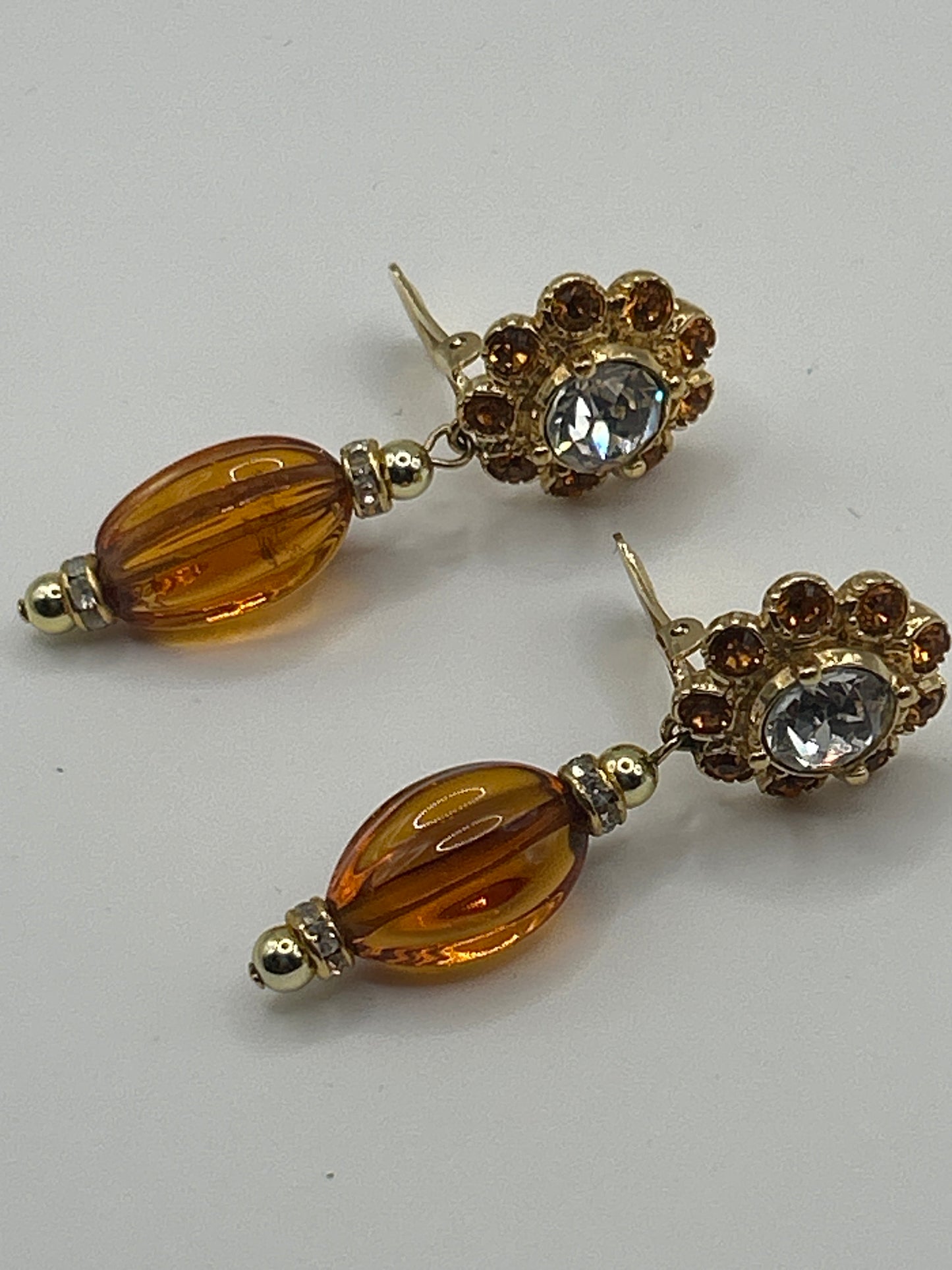 Christian Dior vintage Amber coloured glass drop earrings