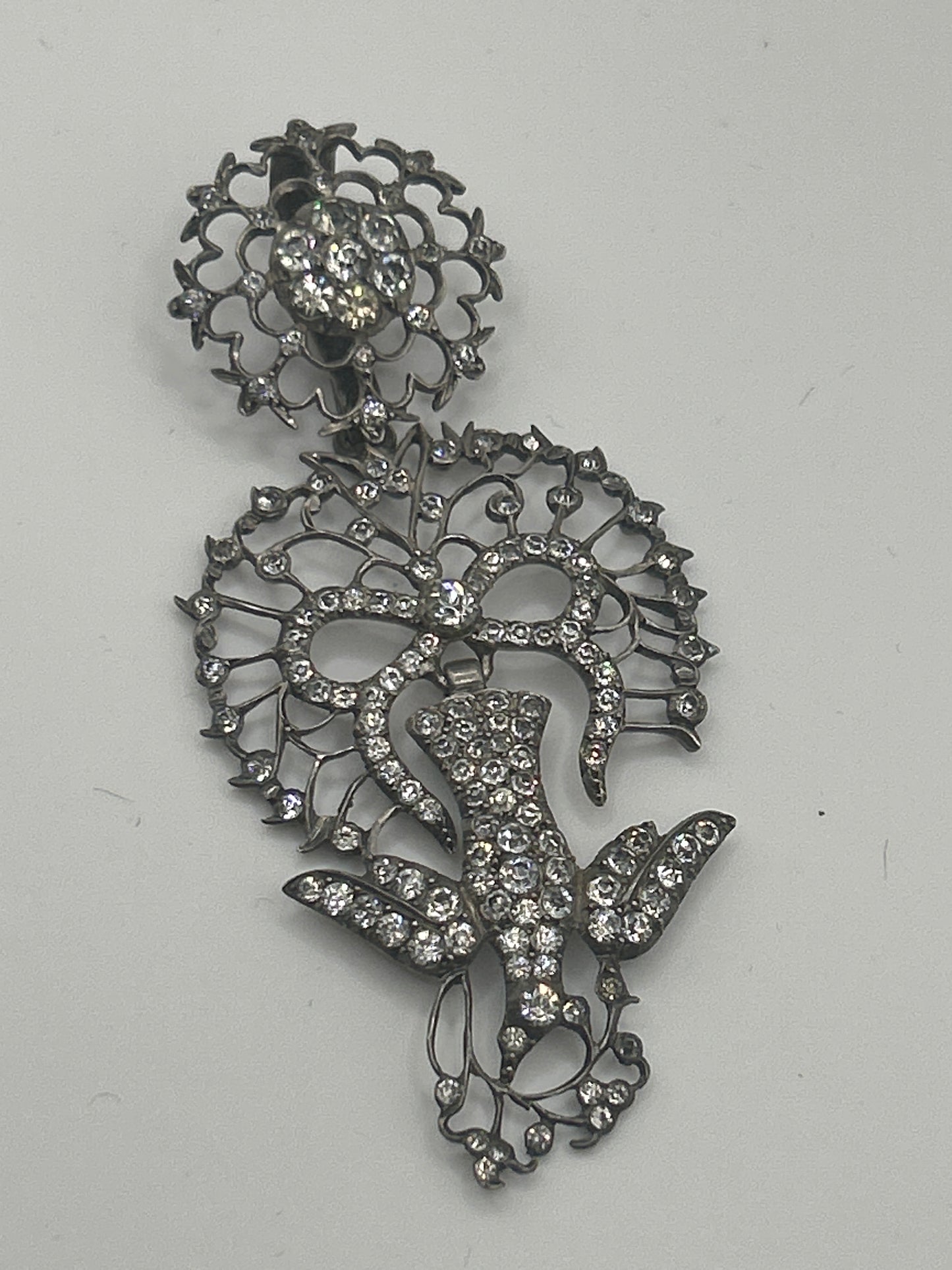 Antique Edwardian Saint Esprit pendant silver & paste. French. Articulated.