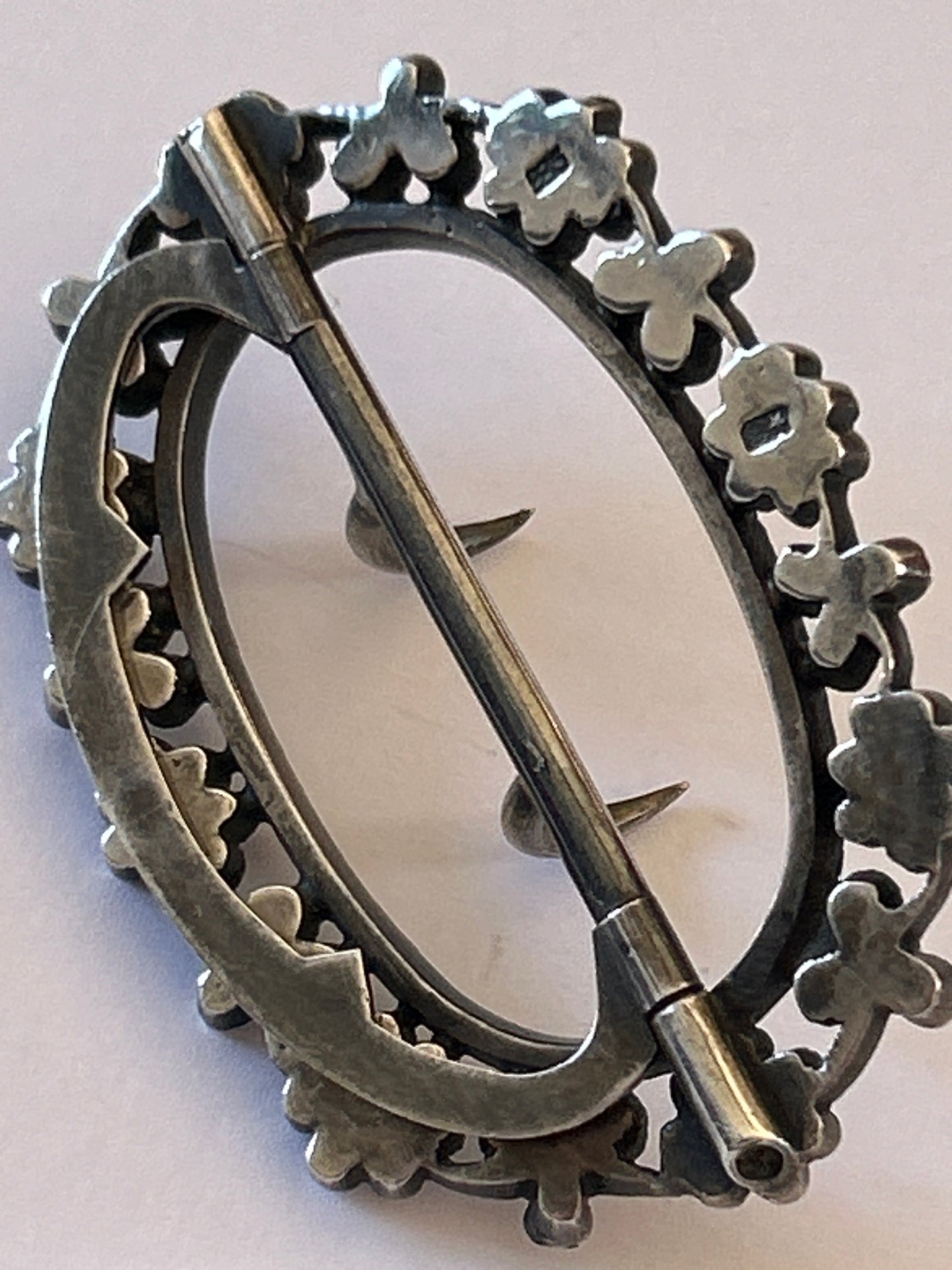 Antique silver marked 935 multicoloured gem paste buckle .