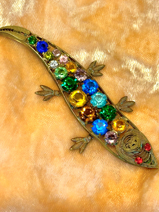 Art Deco Gecko vintage Czech brooch.