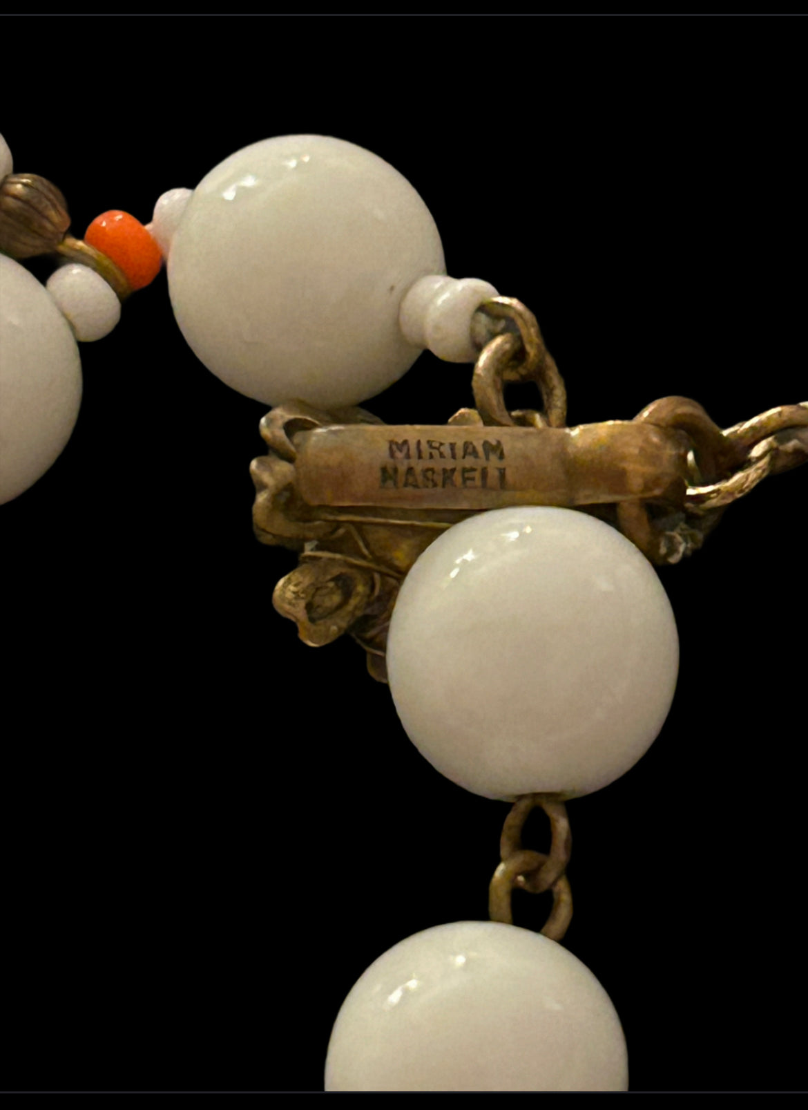 Miriam Haskell vintage Rare Milk Glass Necklace.