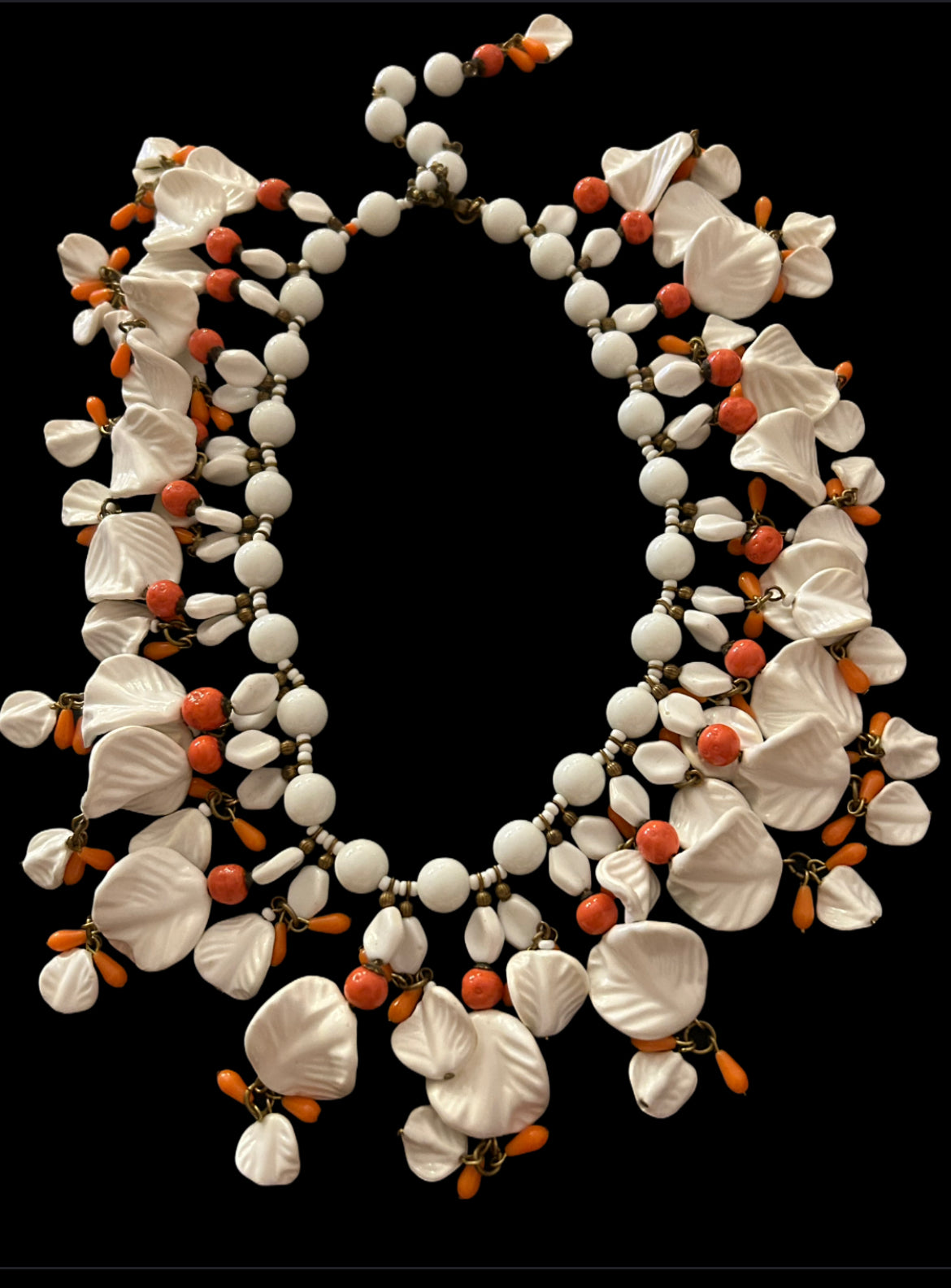 Miriam Haskell vintage Rare Milk Glass Necklace.