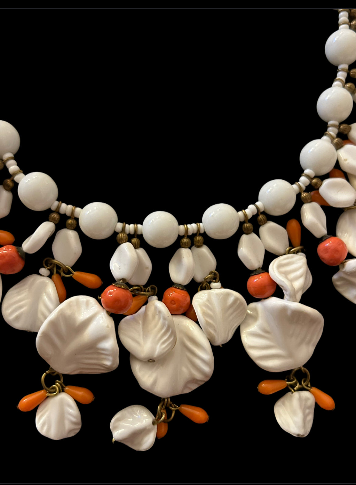 Miriam Haskell vintage Rare Milk Glass Necklace.