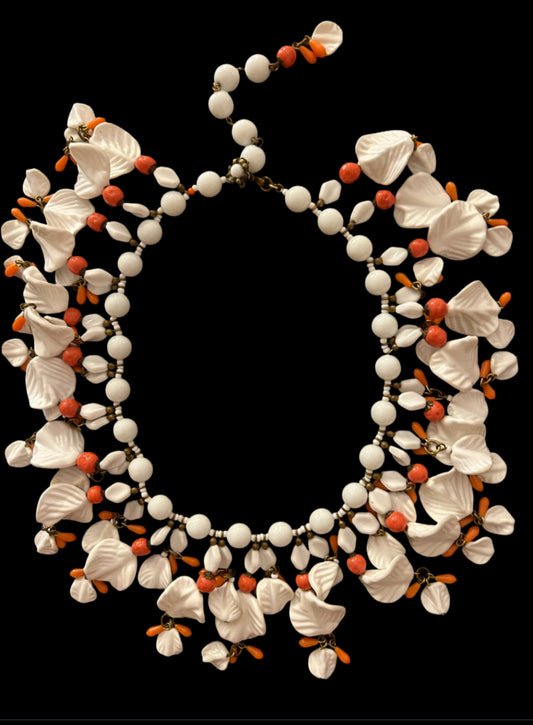 Miriam Haskell vintage Rare Milk Glass Necklace.
