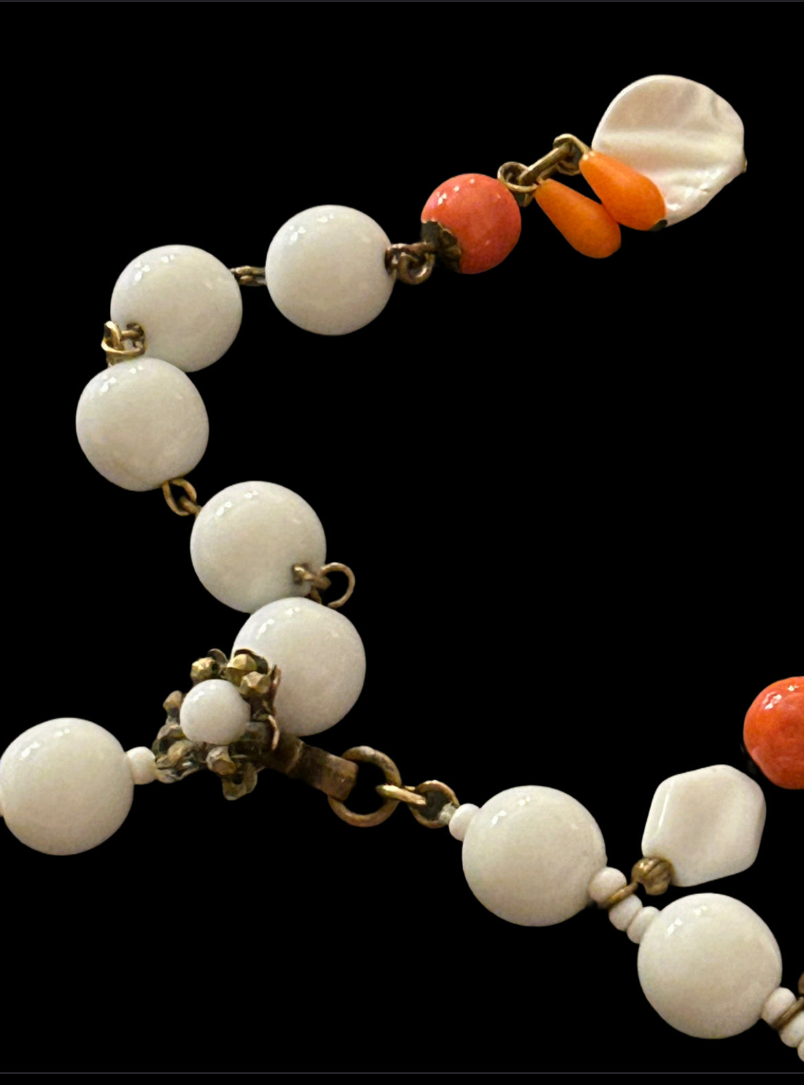 Miriam Haskell vintage Rare Milk Glass Necklace.