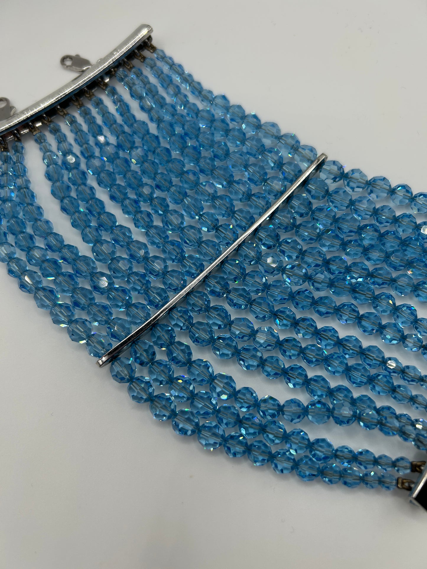 Christian Dior vintage bracelet from John Galliano era. 1990s. Baby blue glass crystals.