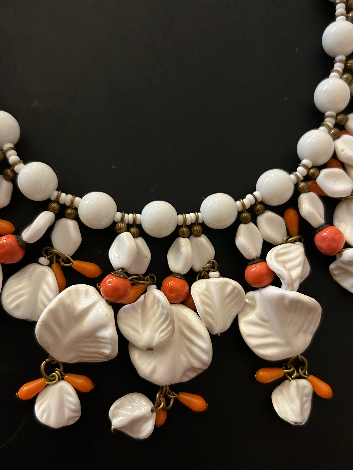 Miriam Haskell vintage Rare Milk Glass Necklace.