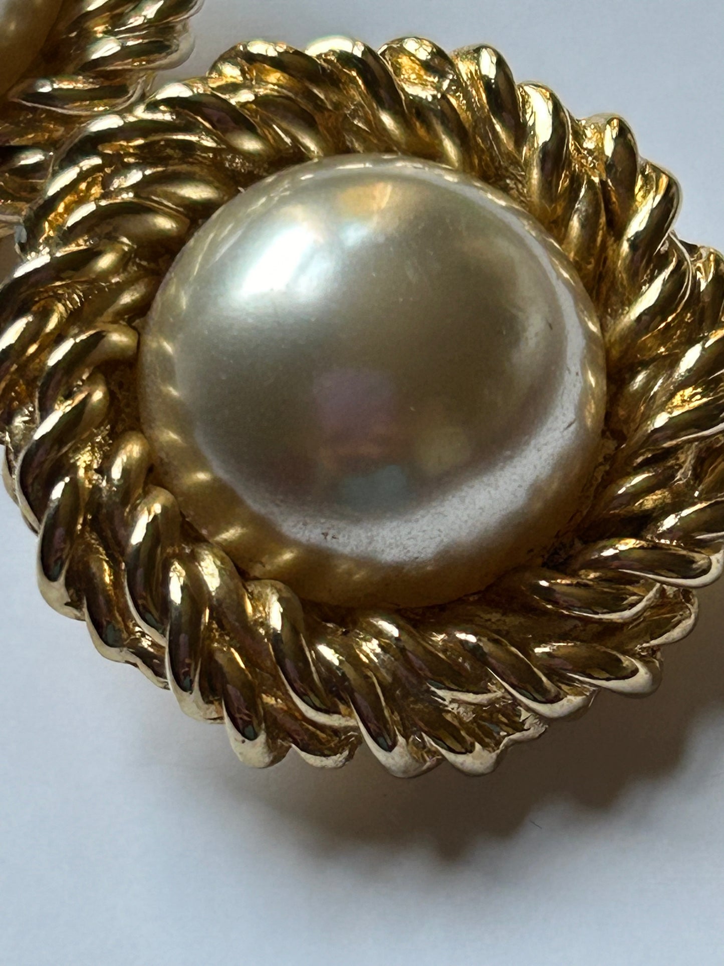 David Grosse vintage clip on faux pearl earrings.