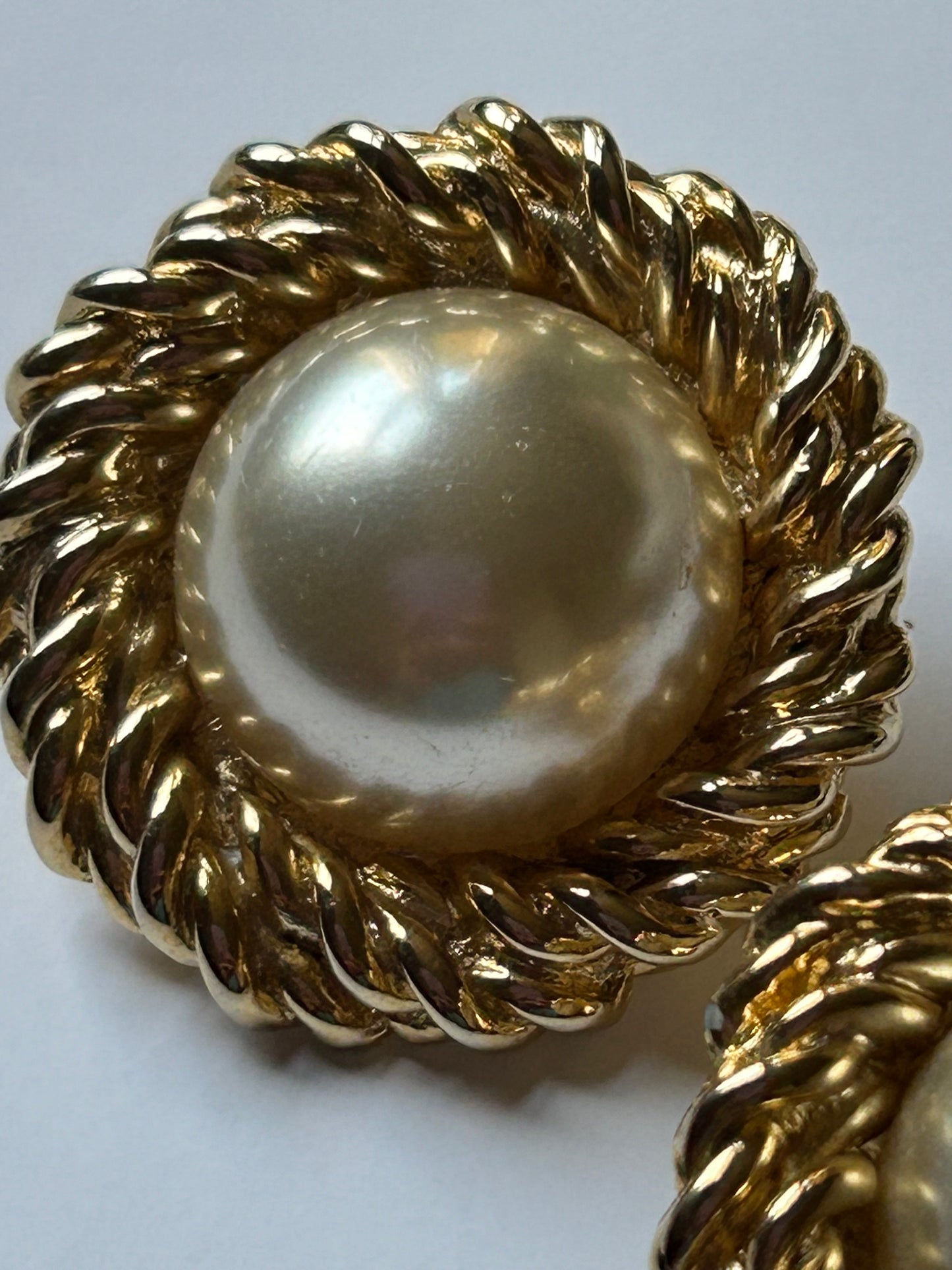David Grosse vintage clip on faux pearl earrings.