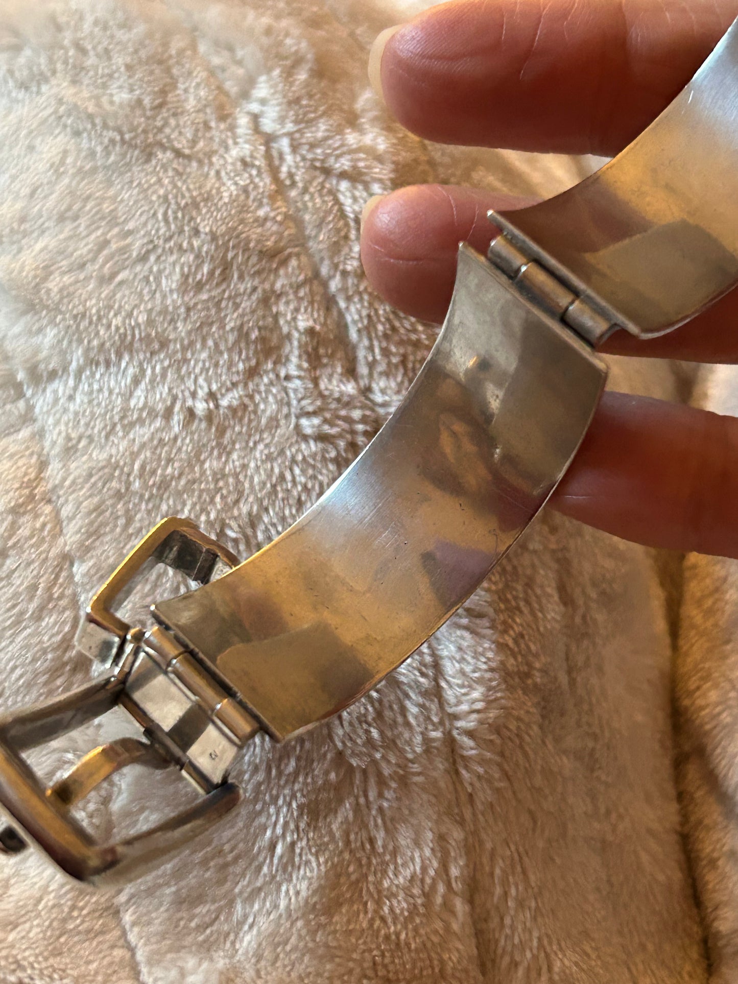 Vintage 1970 Rare Gucci Silver 925 Blue Enamel Buckle Belt Bracelet