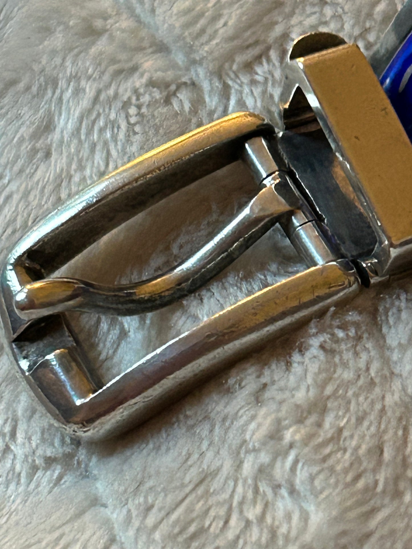 Vintage 1970 Rare Gucci Silver 925 Blue Enamel Buckle Belt Bracelet