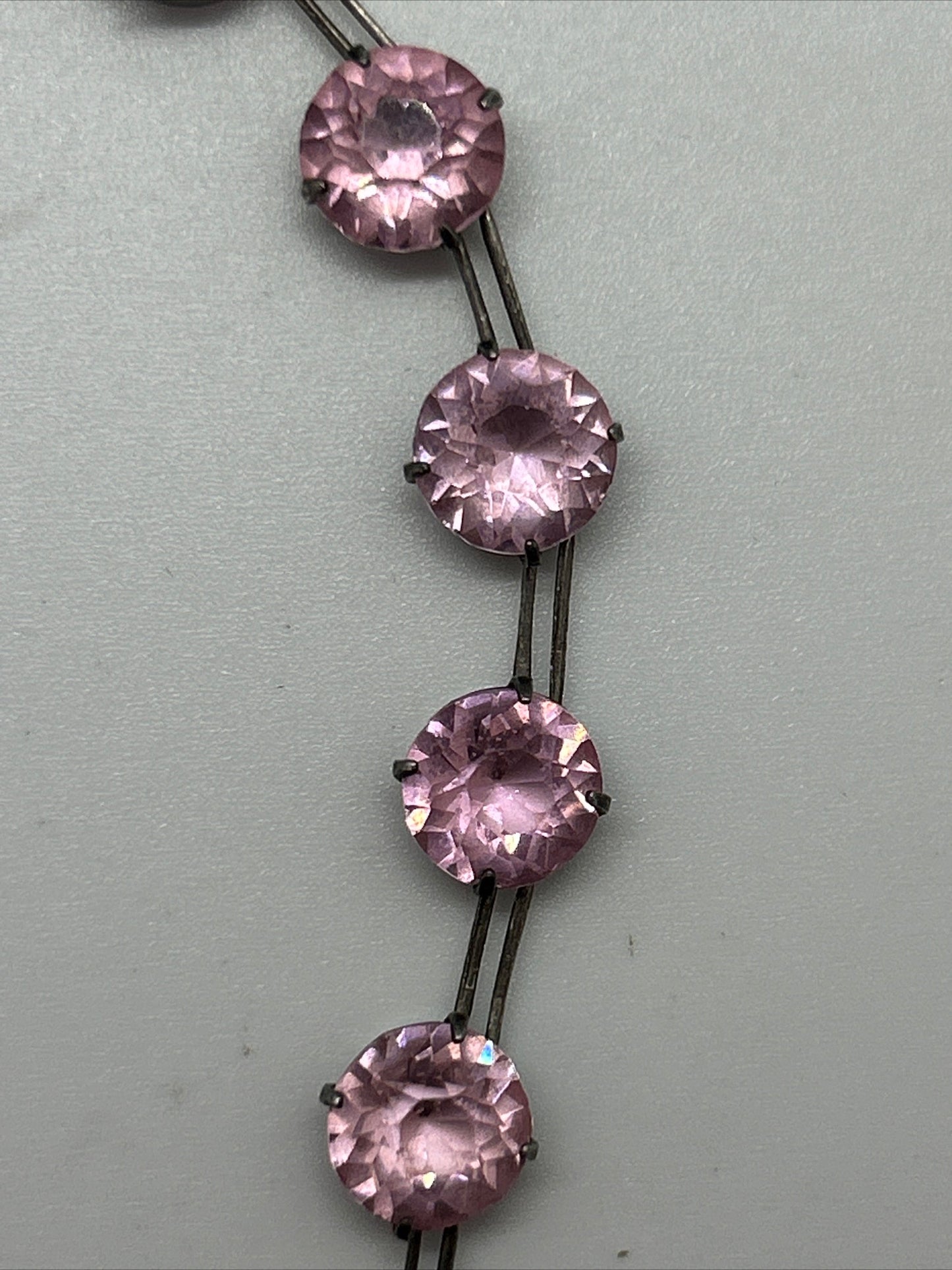 Antique Victorian Silver Pink Paste Riviere Necklace
