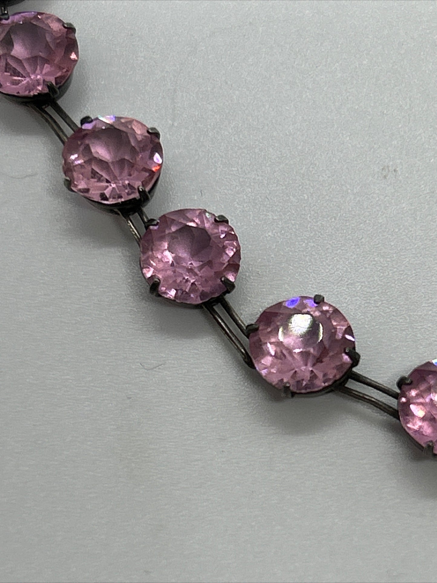 Antique Victorian Silver Pink Paste Riviere Necklace