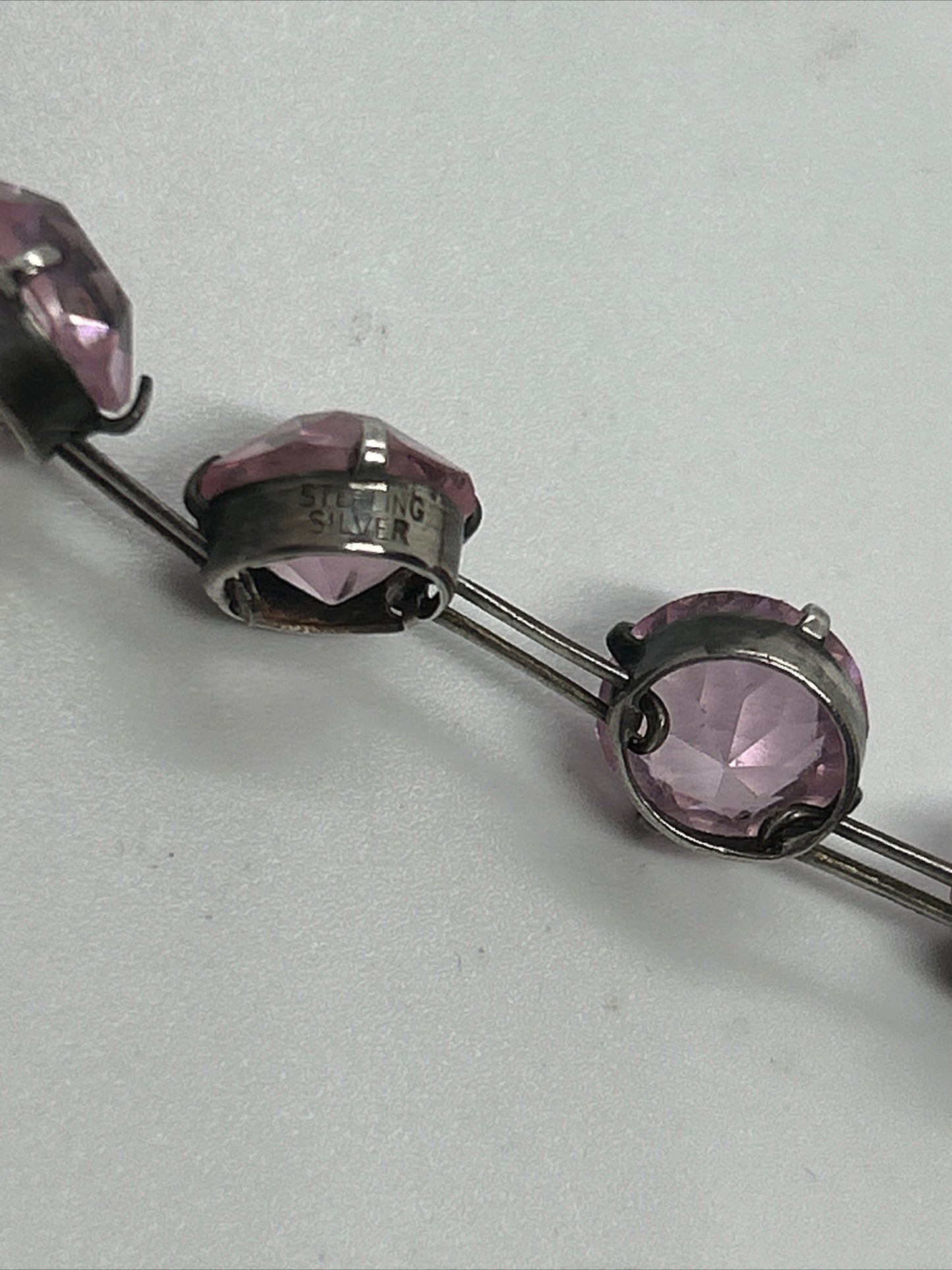 Antique Victorian Silver Pink Paste Riviere Necklace