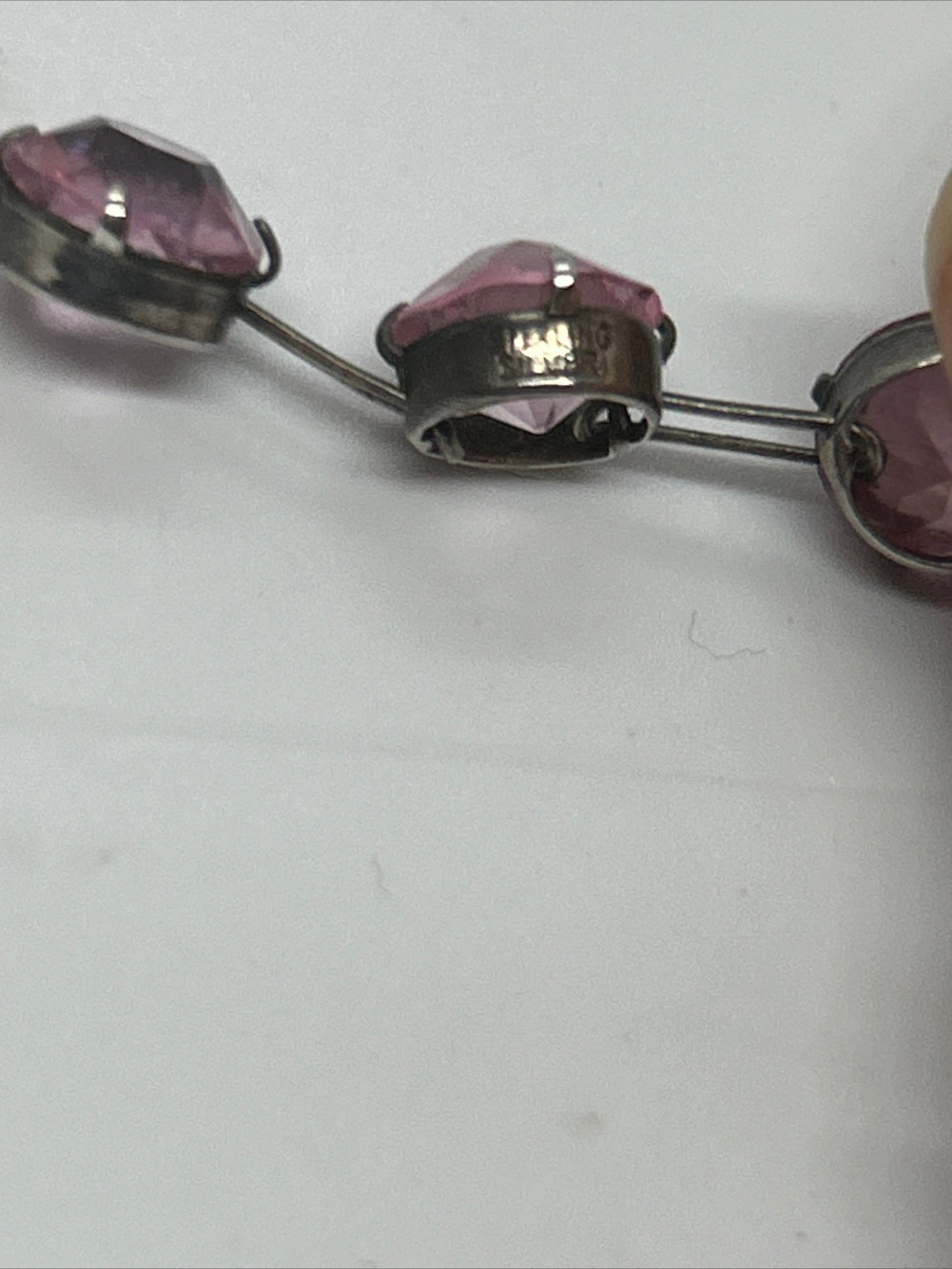 Antique Victorian Silver Pink Paste Riviere Necklace