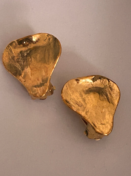 YSL vintage heart shaped earrings clip on style