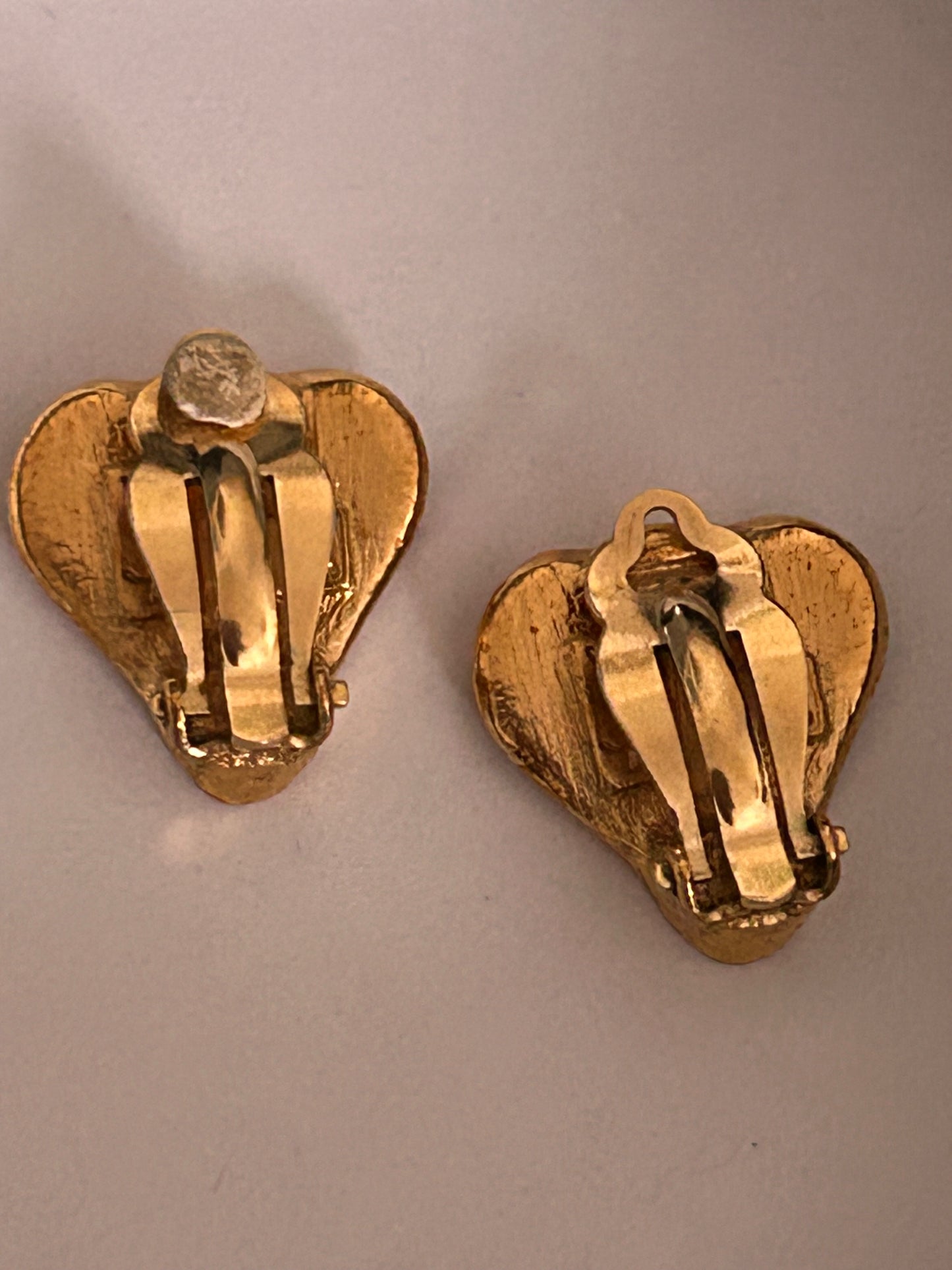 YSL vintage heart shaped earrings clip on style