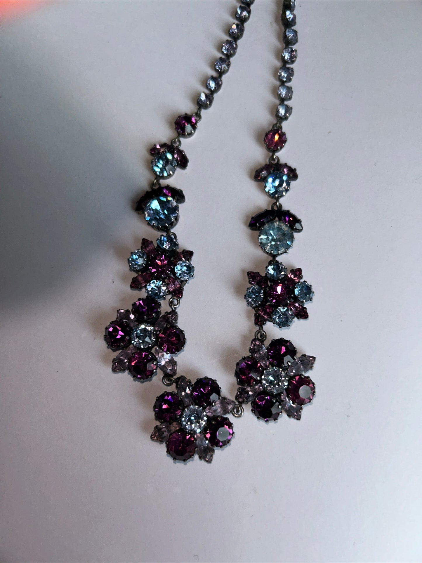 Vintage purple and blue glass necklace.