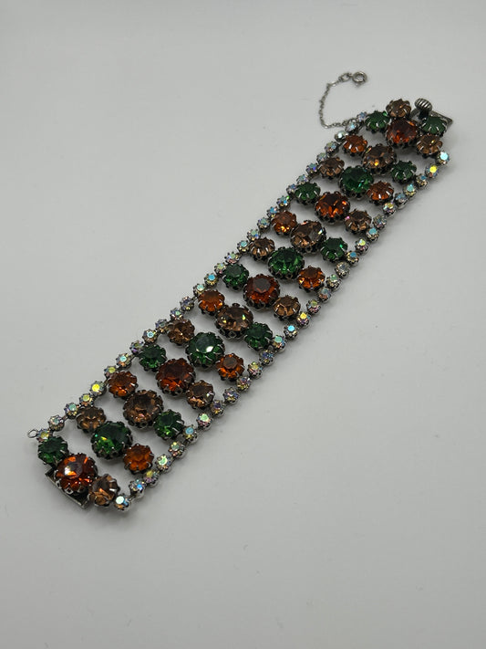 Vintage crystal multicoloured bracelet signed Vendome