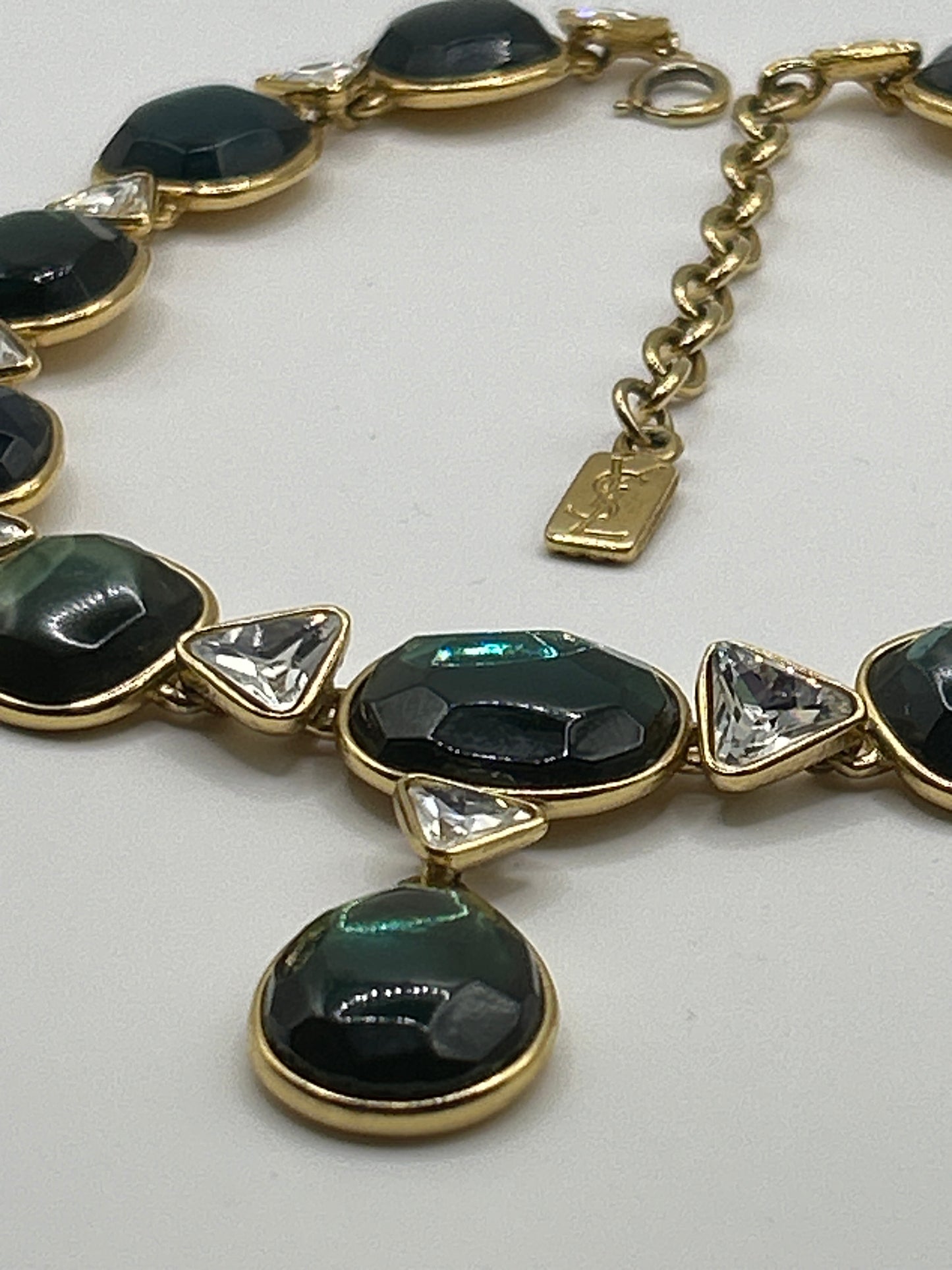 Yves Saint Laurent YSL vintage glass stones necklace. Robert Goossens 1980s.