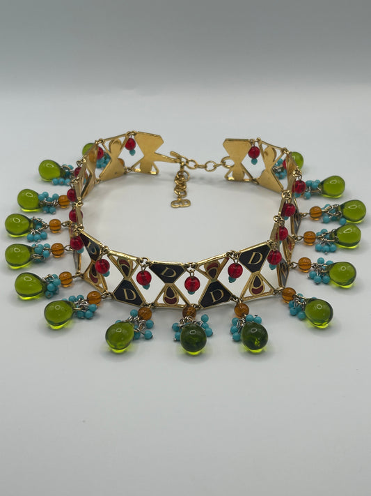 Rare Vintage Christian Dior Haute Couture Necklace Galliano Poured Gripox Glass