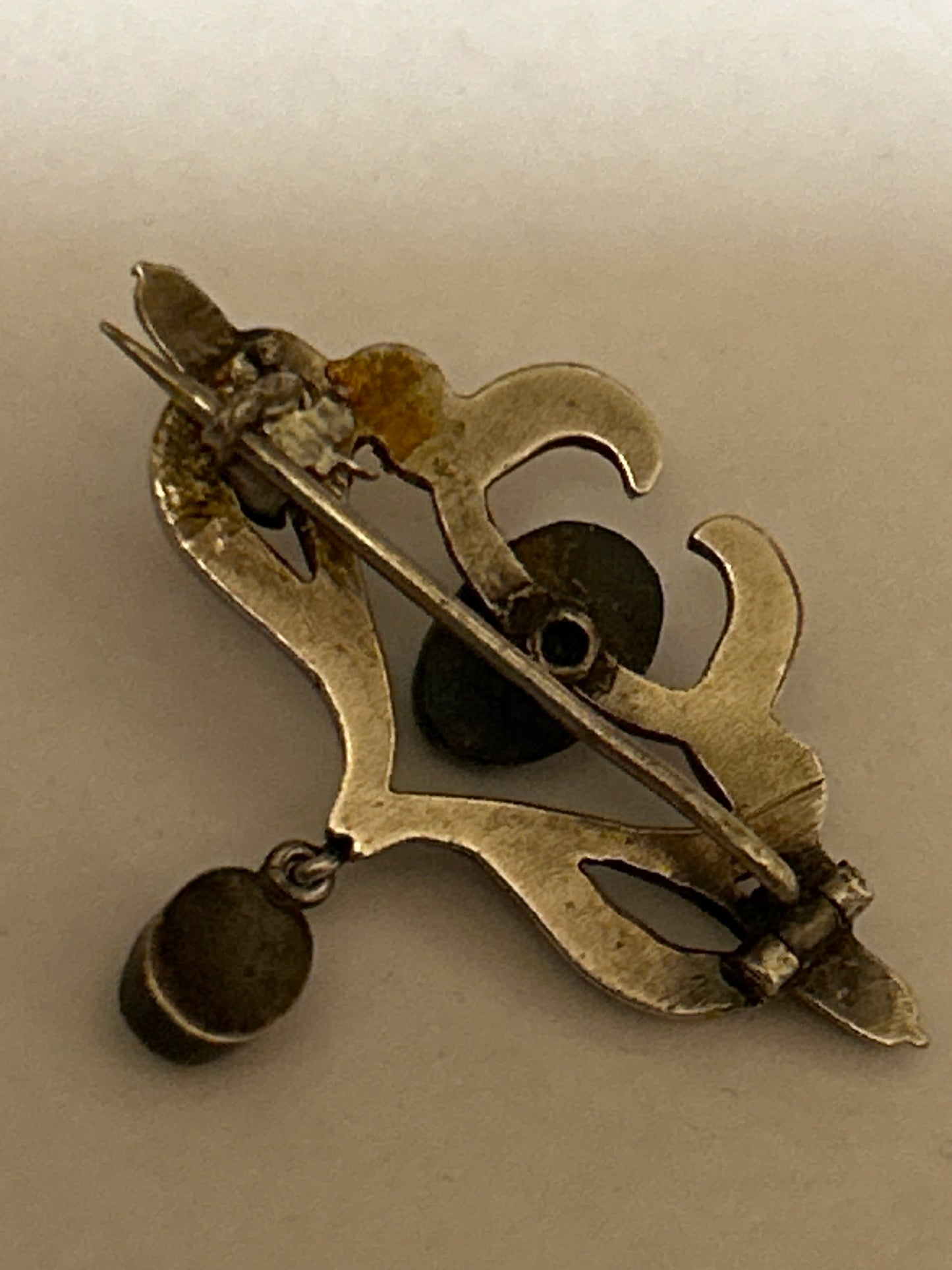 Antique Silver Art Nouveau Turquoise Dangle