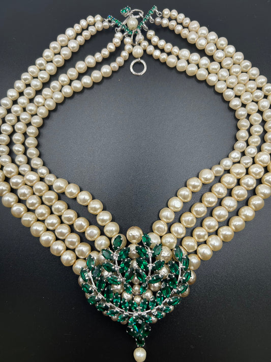 Christian Dior 1961 Vintage Rare Green Stones Necklace