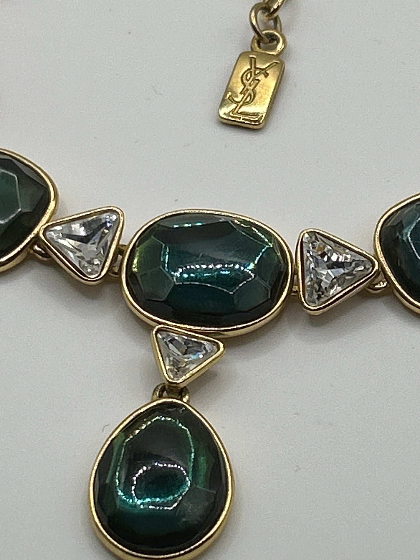 Yves Saint Laurent YSL vintage glass stones necklace. Robert Goossens 1980s.