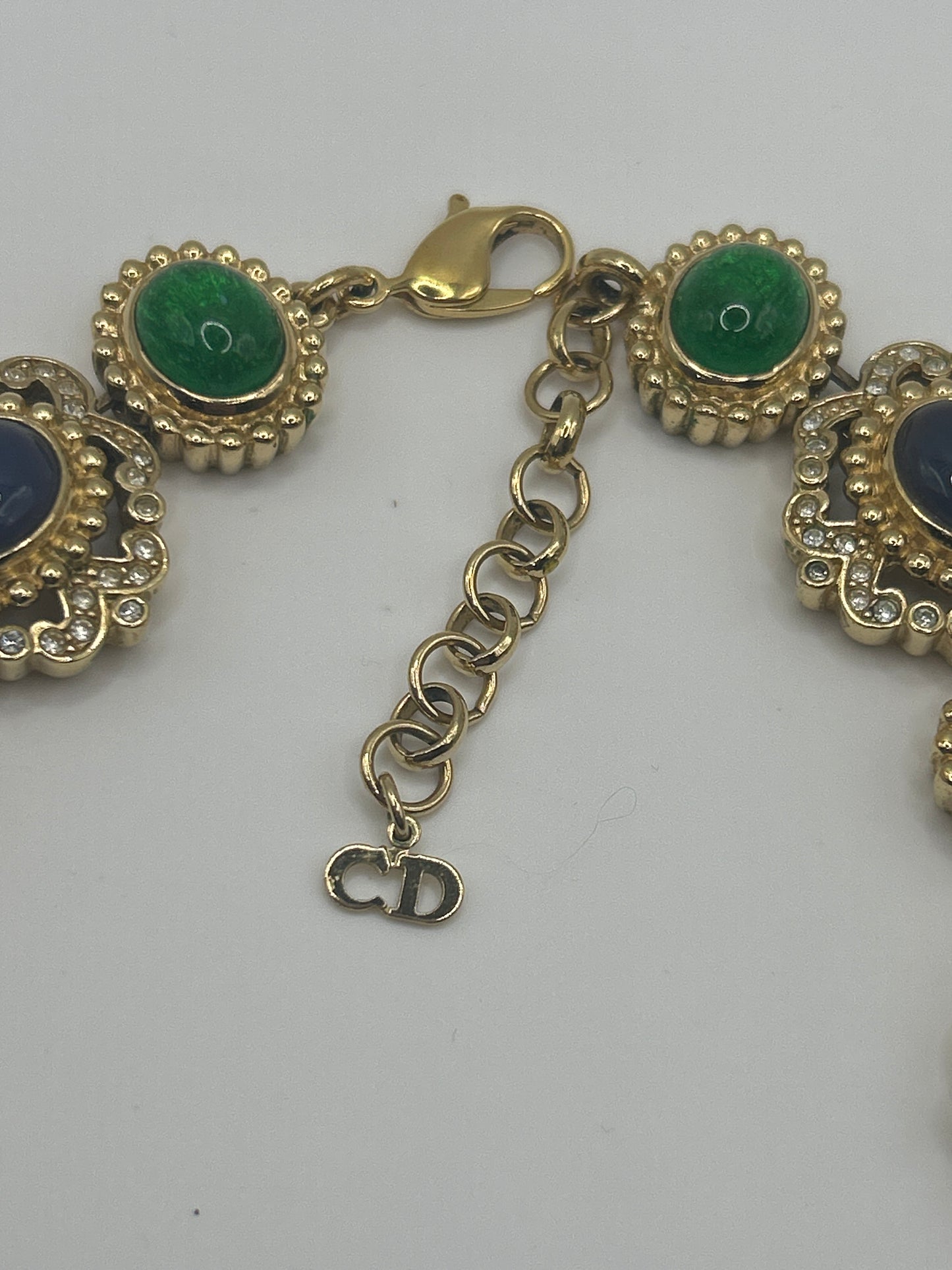 Christian Dior Vintage Mughal Necklace With Multicoloured Glass Stones Cabochons