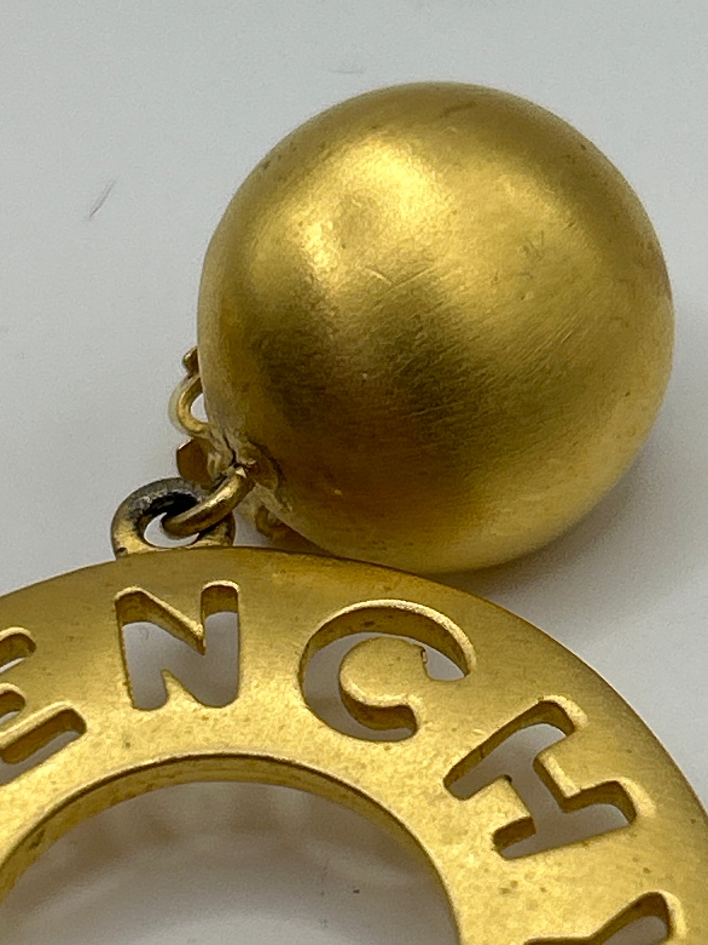 Givenchy 1980s Matt gold vintage large hoop earrings.