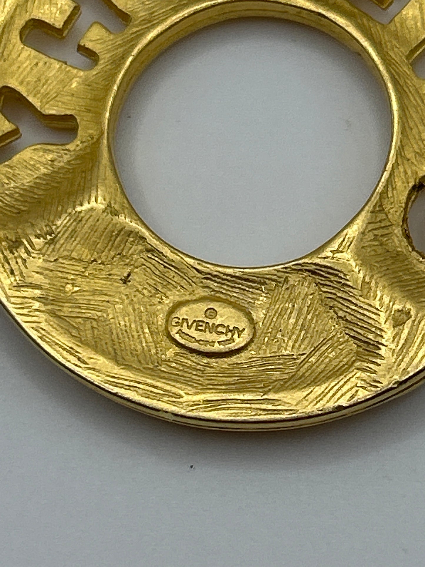 Givenchy 1980s Matt gold vintage large hoop earrings.