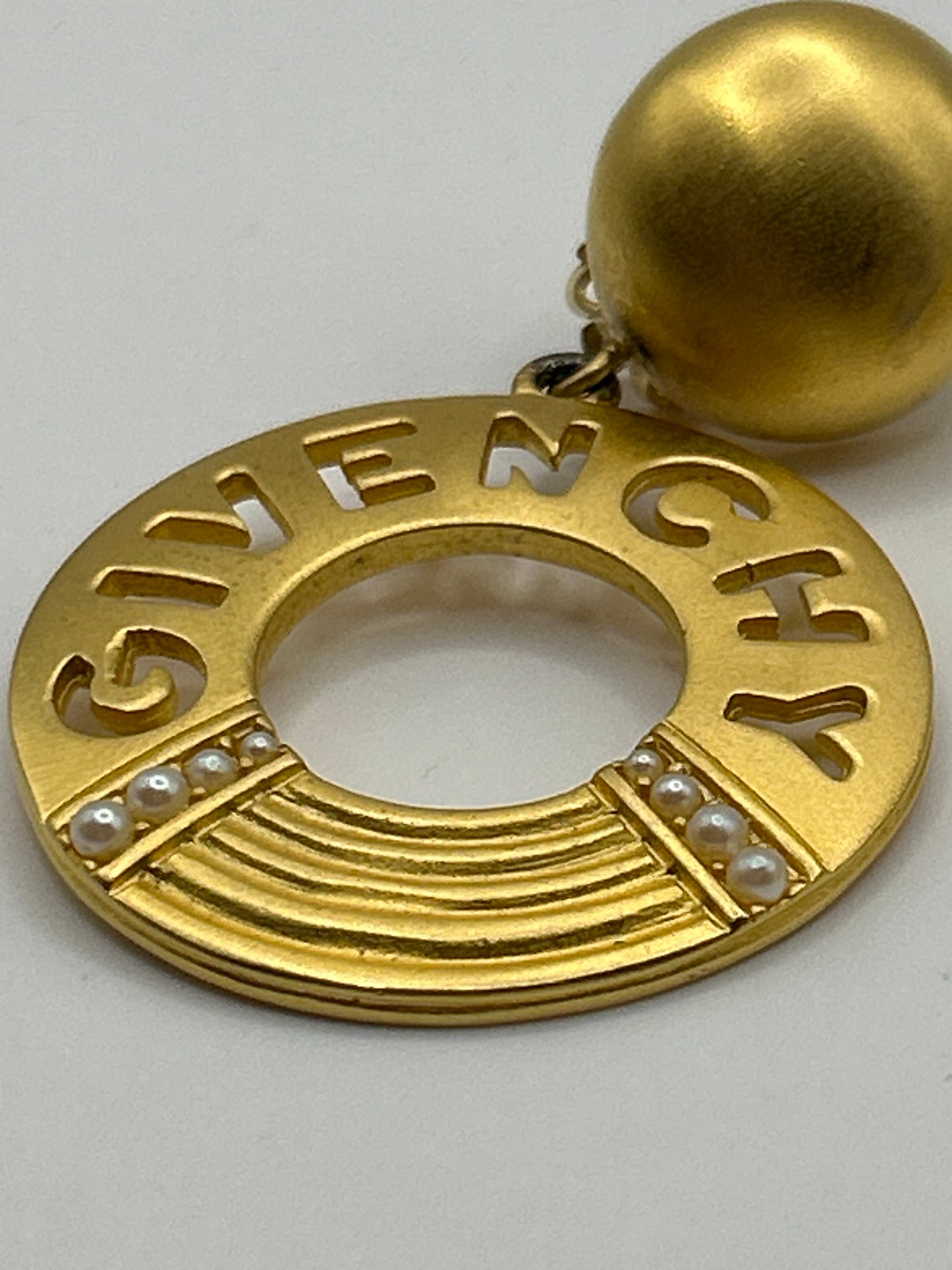 Givenchy 1980s Matt gold vintage large hoop earrings.