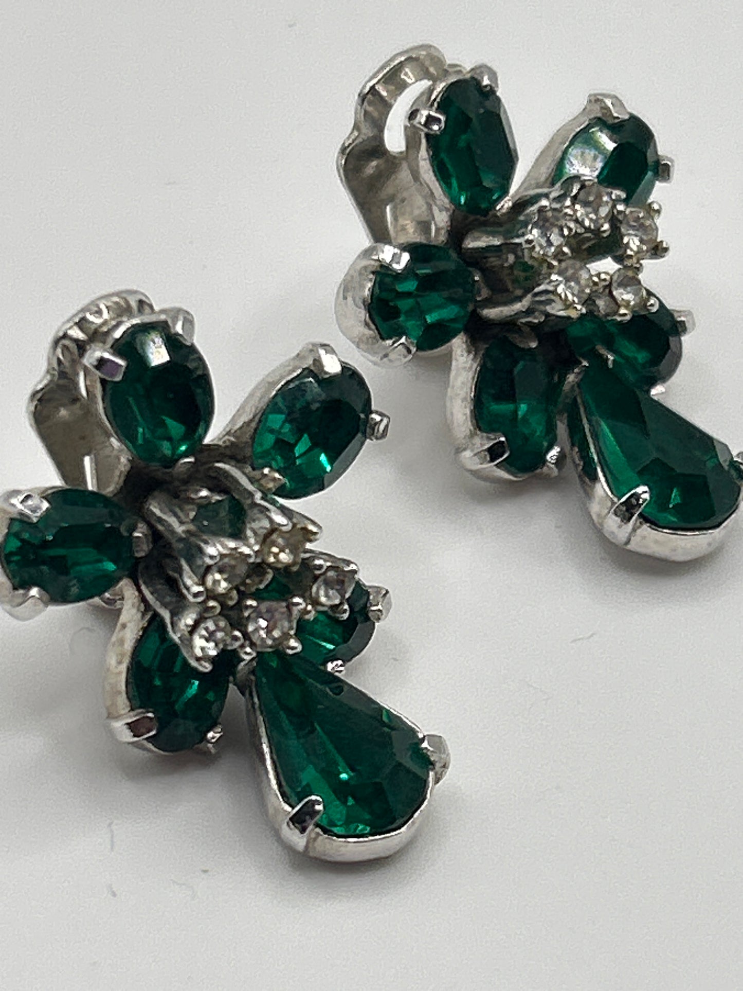 Christian Dior Mitchel Maer clip on green crystal earrings.