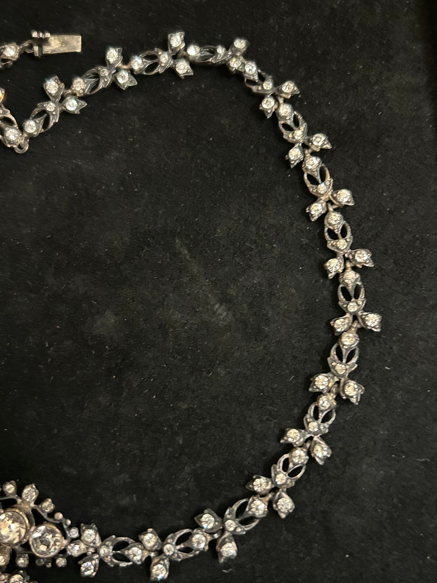 Early Victorian Silver And Crystal Paste Beautiful Necklace.