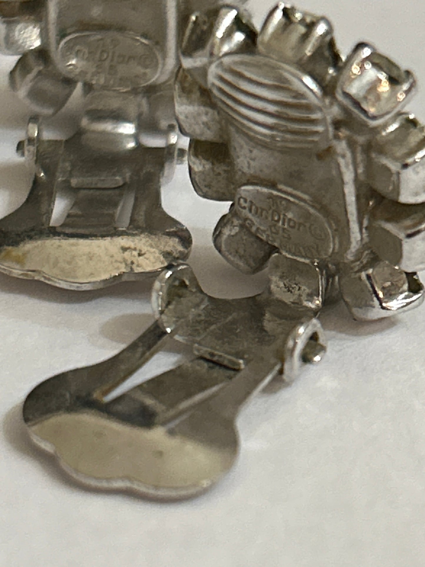 Christian Dior clip on blue glass vintage earrings signed and dated 1965.