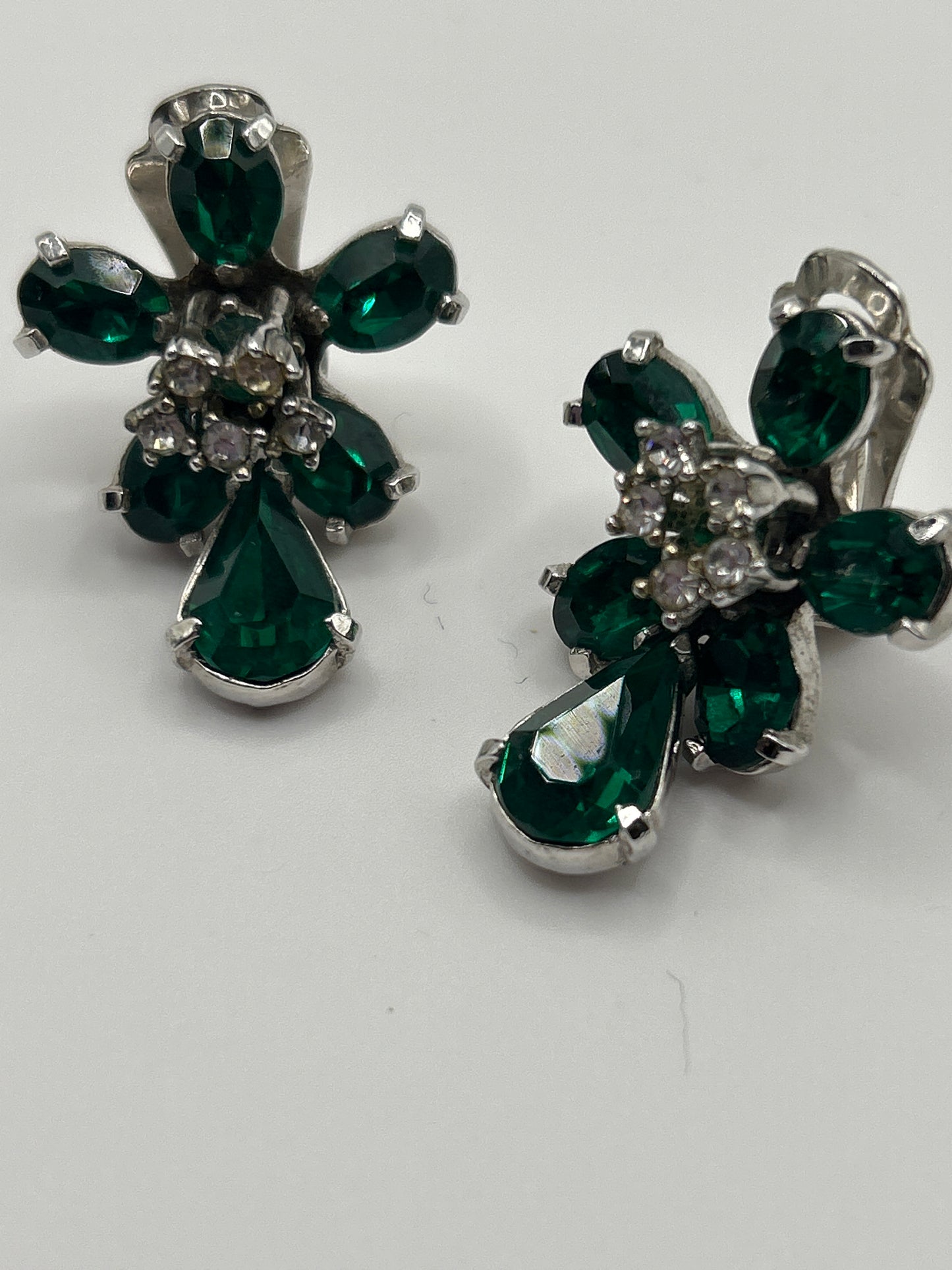 Christian Dior Mitchel Maer clip on green crystal earrings.