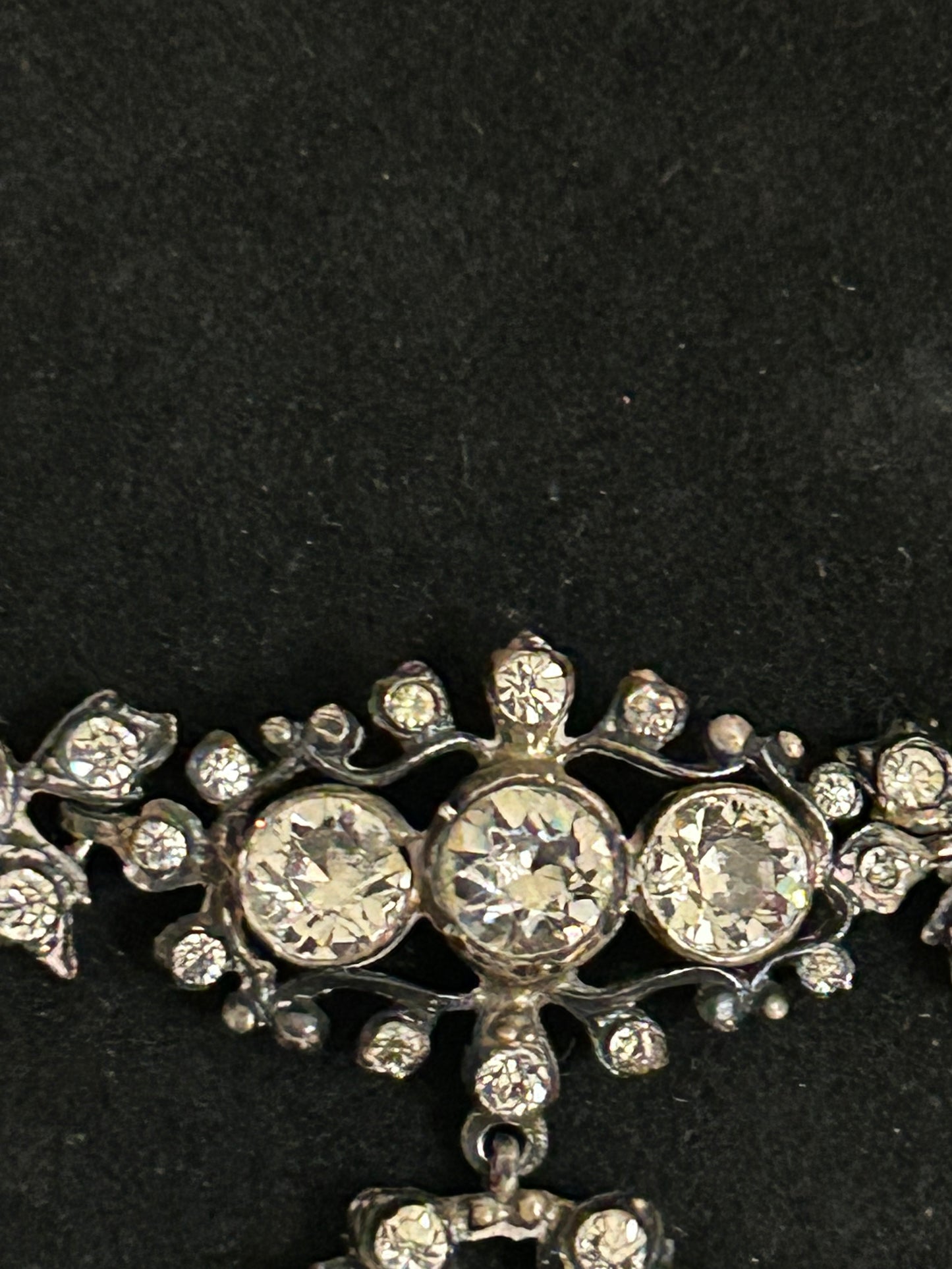 Early Victorian Silver And Crystal Paste Beautiful Necklace.