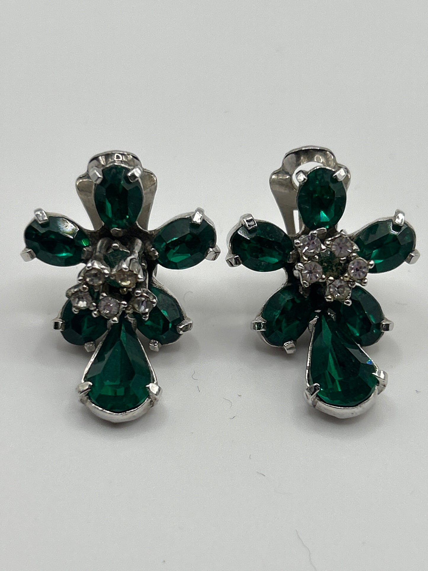 Christian Dior Mitchel Maer clip on green crystal earrings.