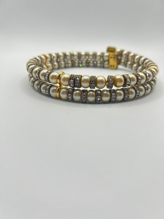 Celine vintage faux pearl and diamanté choker